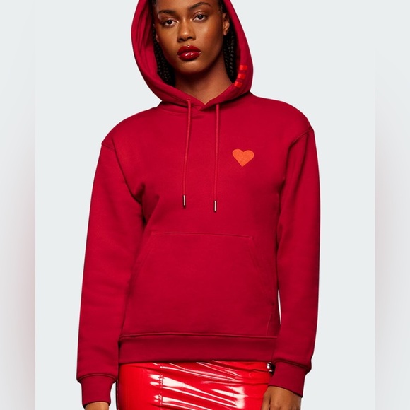 Adidas Ivy Park Three Stripe Cotton Hoodie pullover Heart Valentines Sweatshirt - Picture 1 of 16